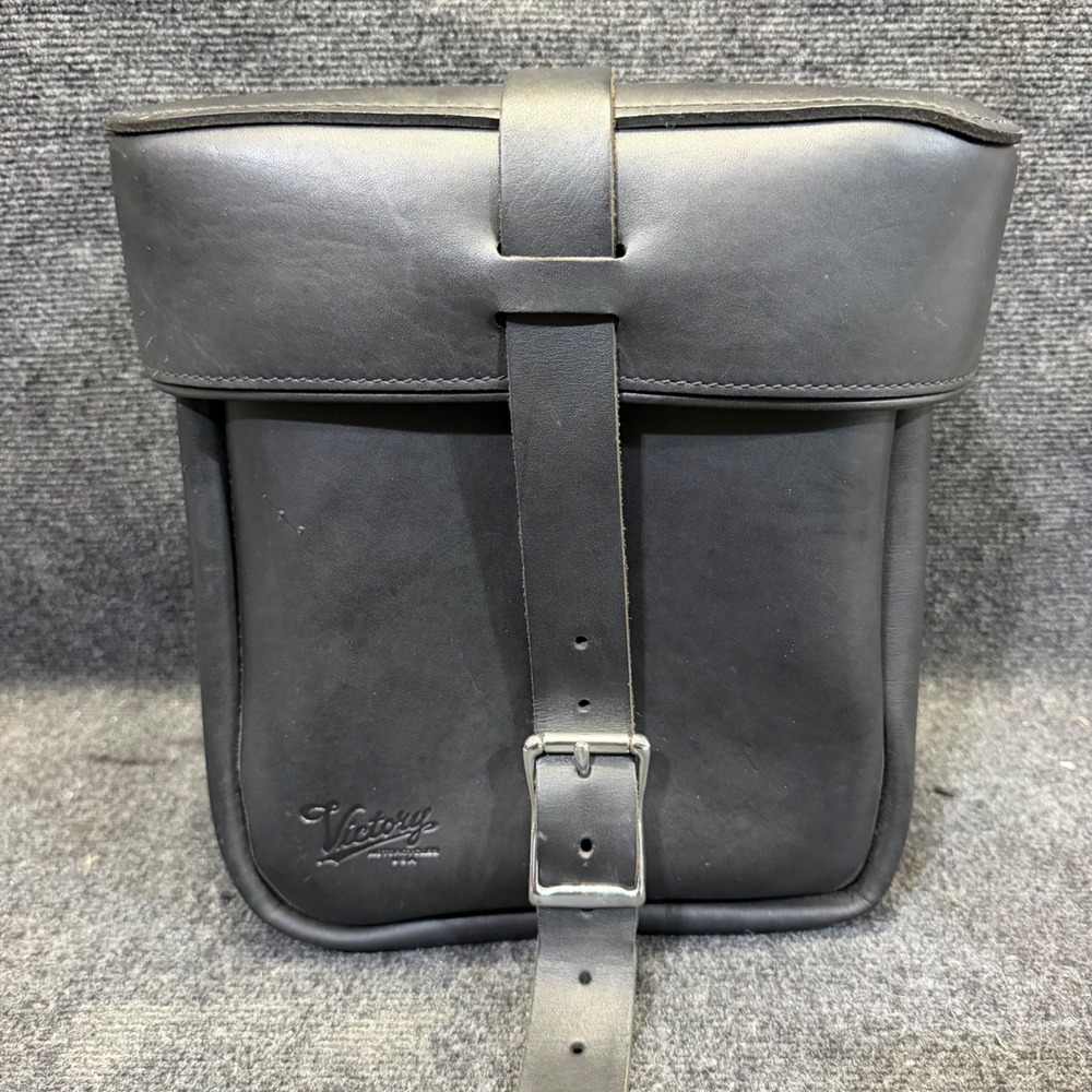 Victory Motorcycles OEM Embossed Logo Black Leather Saddlebag Storage Pouch